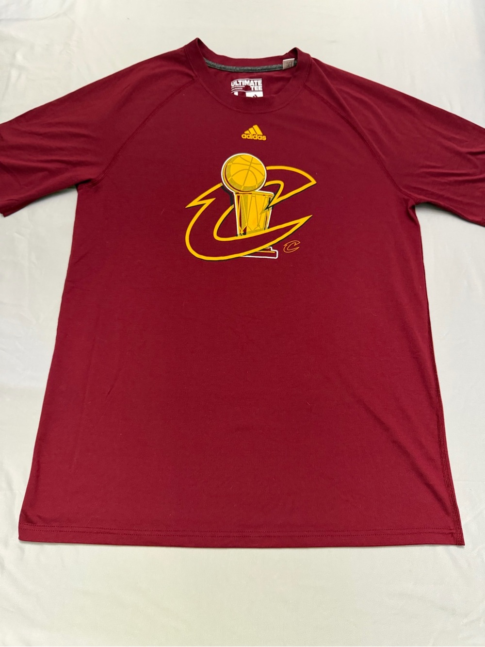 adidas Maroon Basketball Logo Tee with Gold Accents